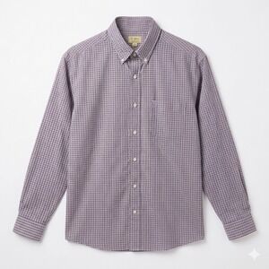 Tre Vero Mens Large Button Down Shirt Long Sleeve Cotton Plaid Navy Red White